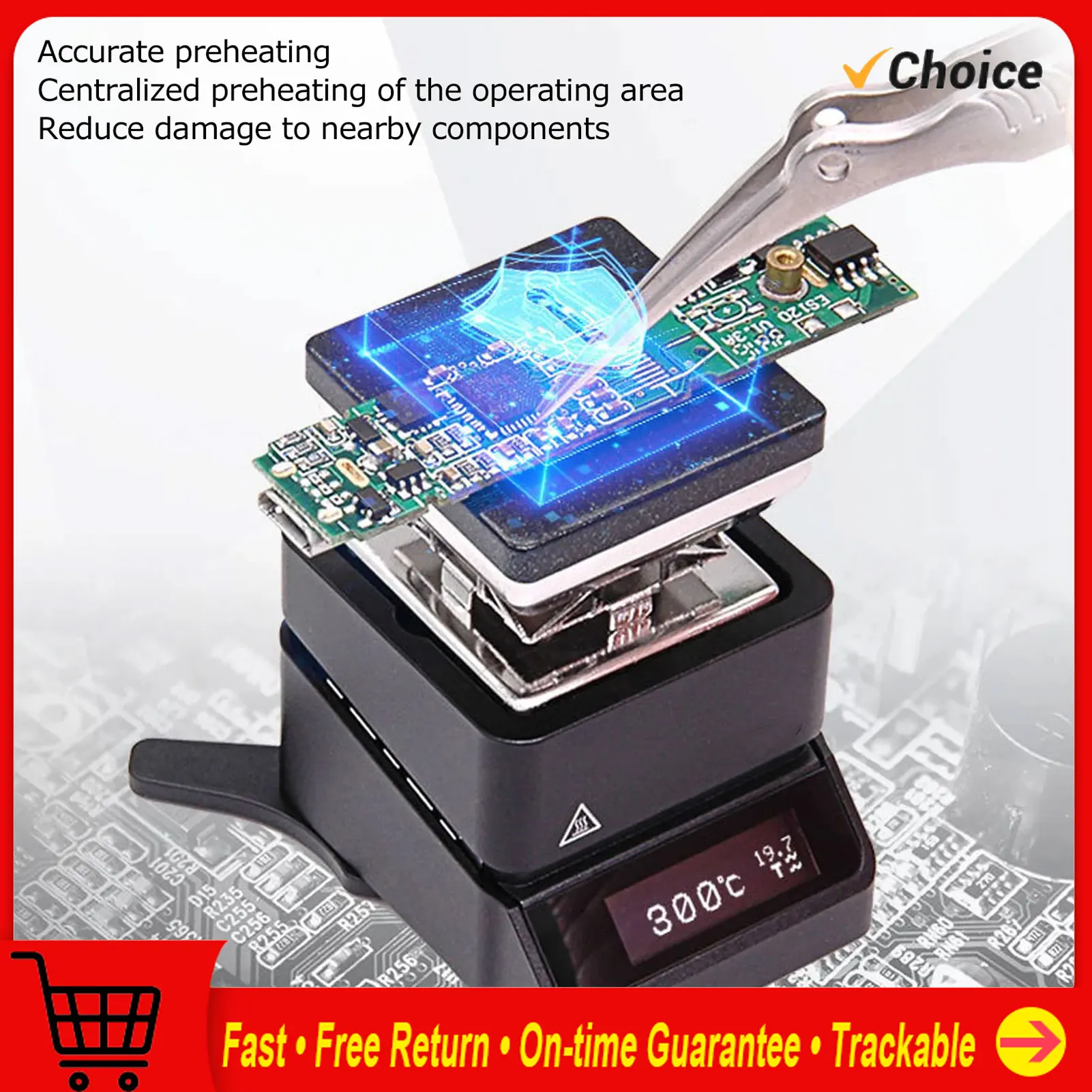 

Mini Hot Plate Preheating Station Adjustable Constant Temperature Rework Preheater 60W Electric Preheating Station