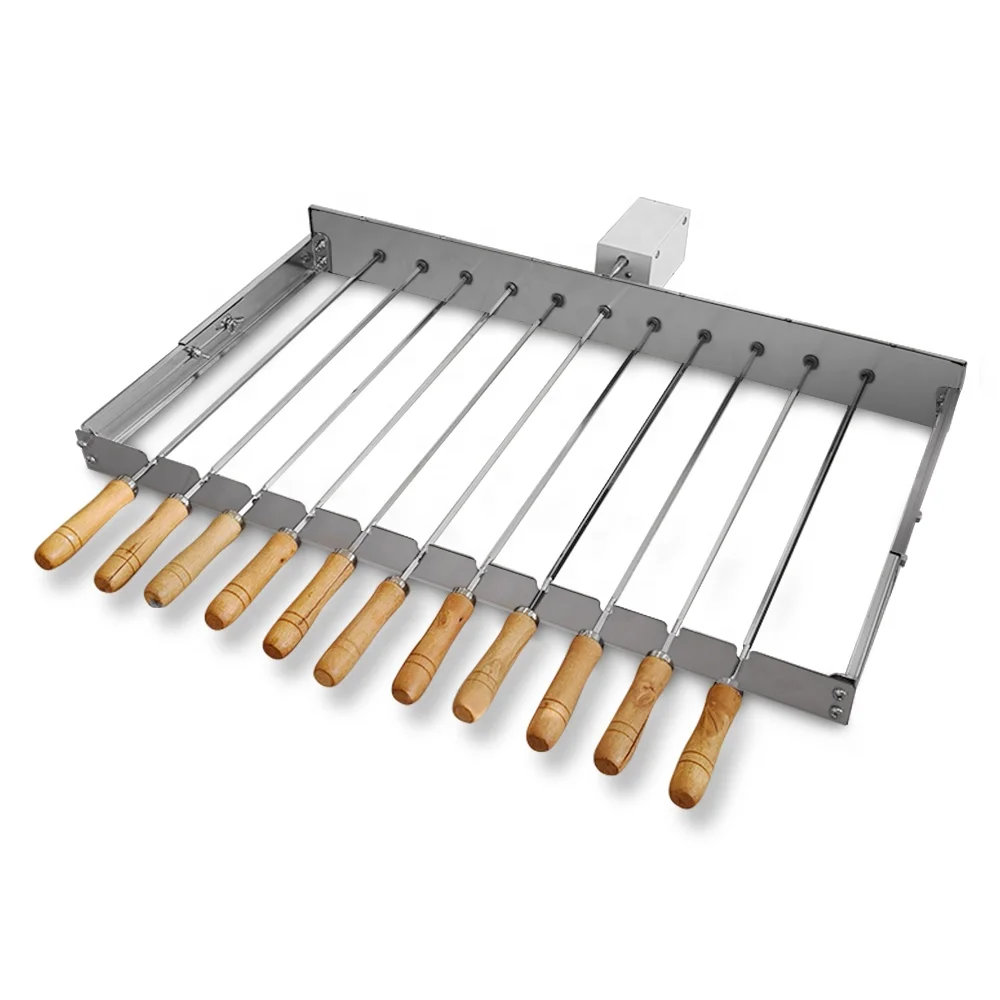 Top Electric Rotisserie Kebab System Stainless Steel Multispit BBQ Skewers With Gear Mechanism Auto Rotating Grill