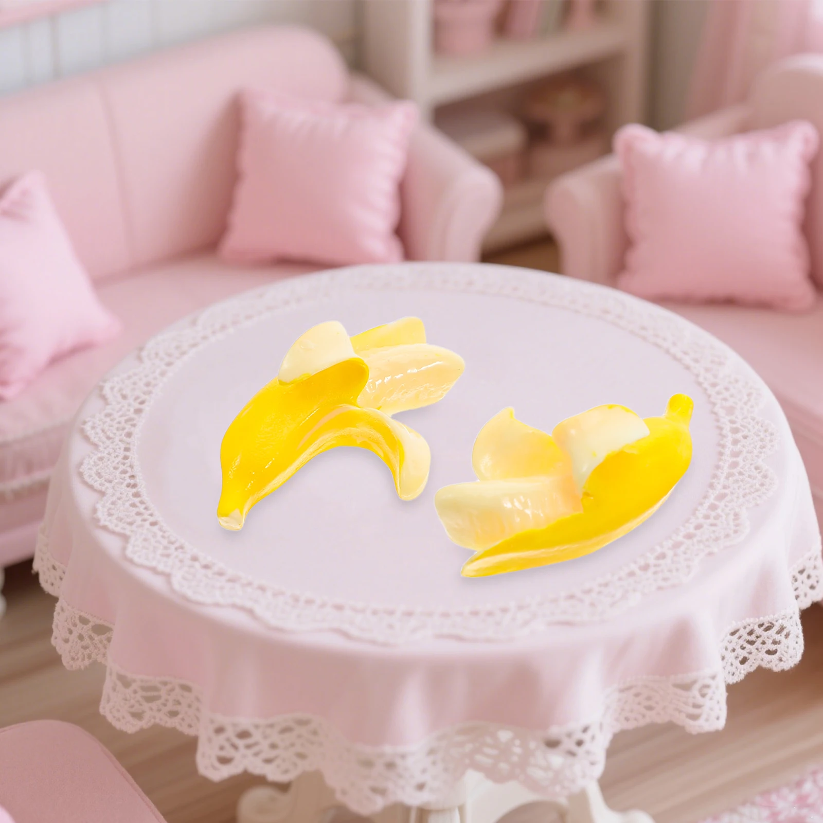 100 stuks miniatuur levensechte kunstmatige bananen felgekleurde hars rekwisieten voor poppenhuis desktop feestdecoratie creatieve ambacht