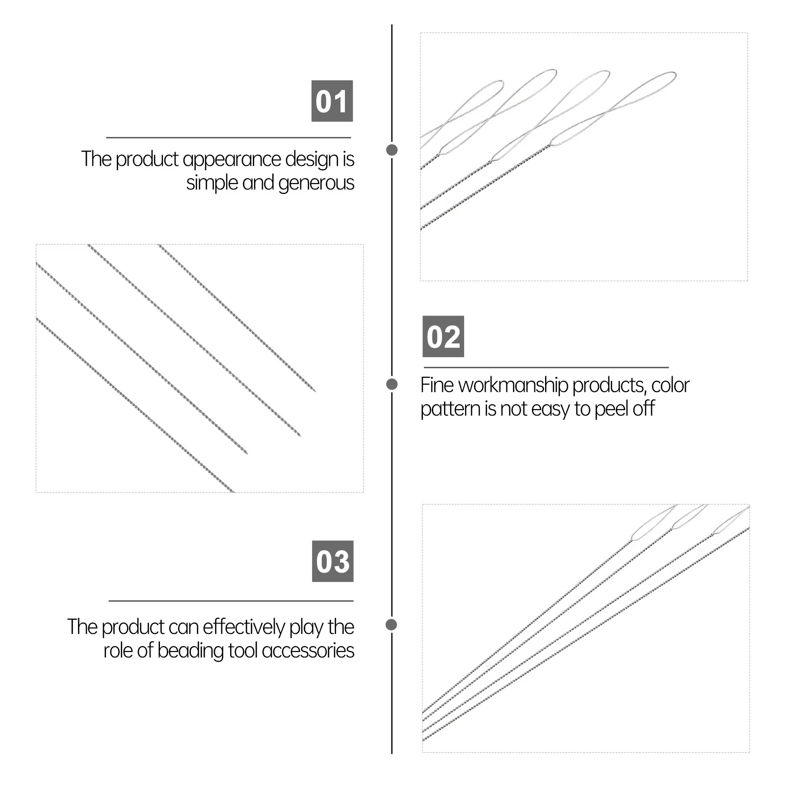 

4Pcs Beading Needles Metal DIY Jewelry Making Tool Portable Small Size Smooth Passing Through Beads Pearls Necklace Bracelet