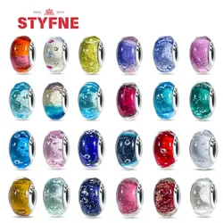 Real 925 Sterling Silver Effervescence Murano Glass Colored Beads Fit Original Charm Bracelet Fine Jewelry for Women Diy Gifts