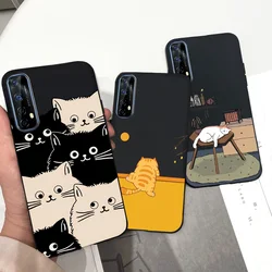 For Realme 7 4G Global Version Case Matte Liquid Silicone Bumper Shell For Realme7 RMX2155 Back Cover Lovely Cat Design Fundas