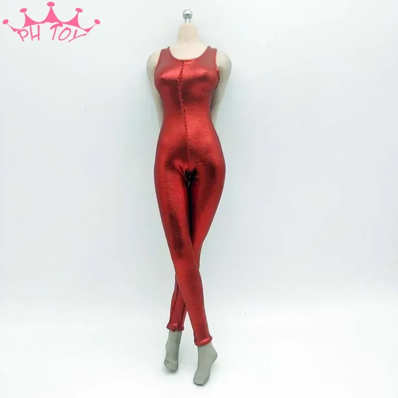 1/6 Scale Red Female Soldier Tights Combat Uniform Pellicular Jump Suit One-piece Suit Clothes Model for 12in Action Figure Toys