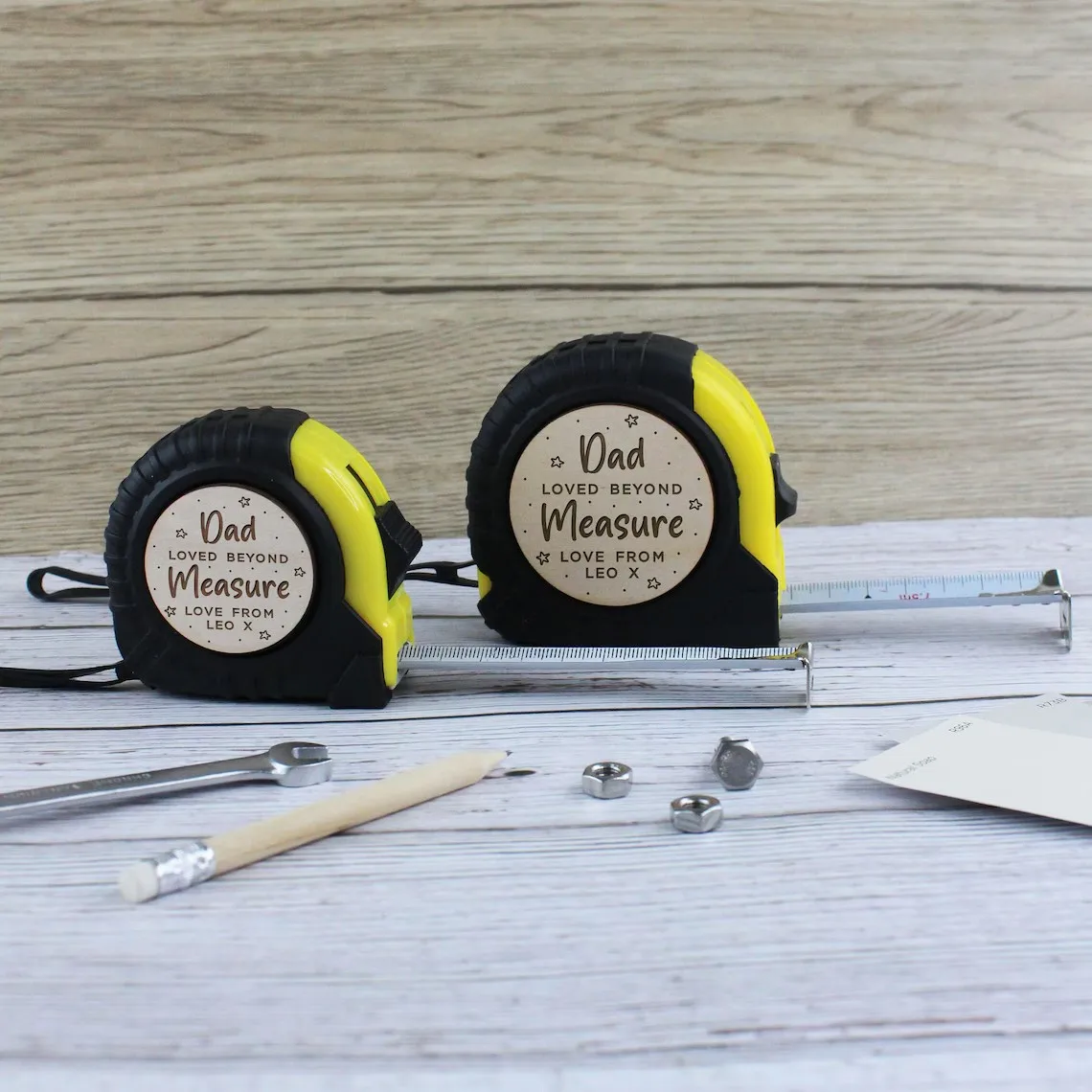 Personalised Tape Measure, Practical Fathers Day Gift for Dad 'Loved Beyond Measure' DIY Daddy, Grandad, Christmas gifts for dad