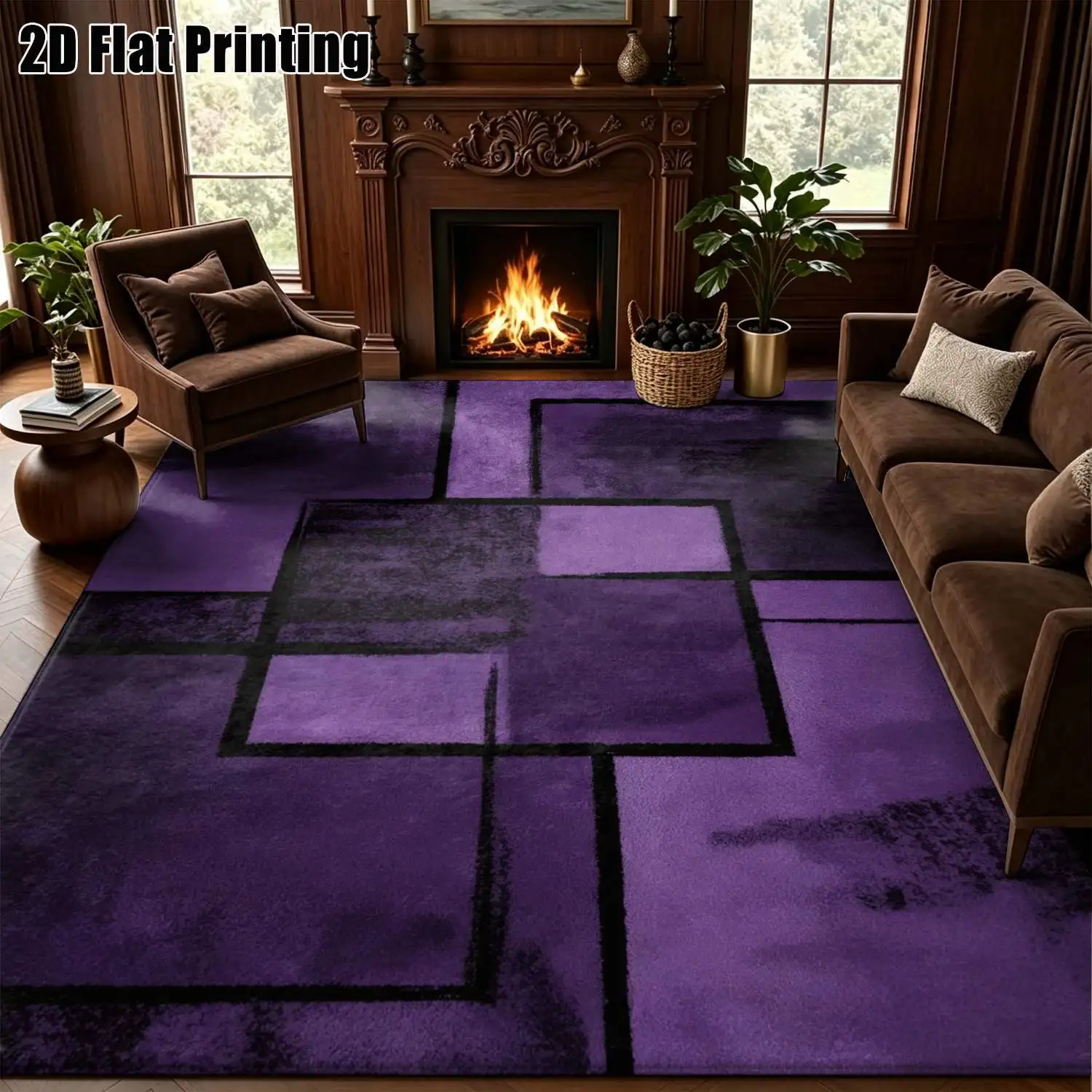 Luxury Large Patchwork Pattern Area Rug Modern Minimalist Square Printing Carpet Office Parlor Hotel Reception Rug
