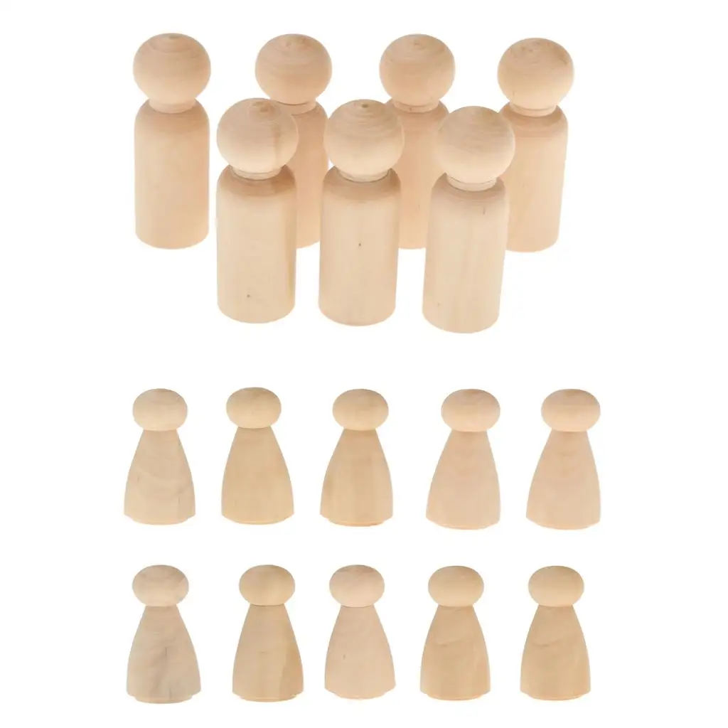 

30pcs Male Female Unfinished DIY Wooden Peg Dolls Wedding Cake Toppers Craft