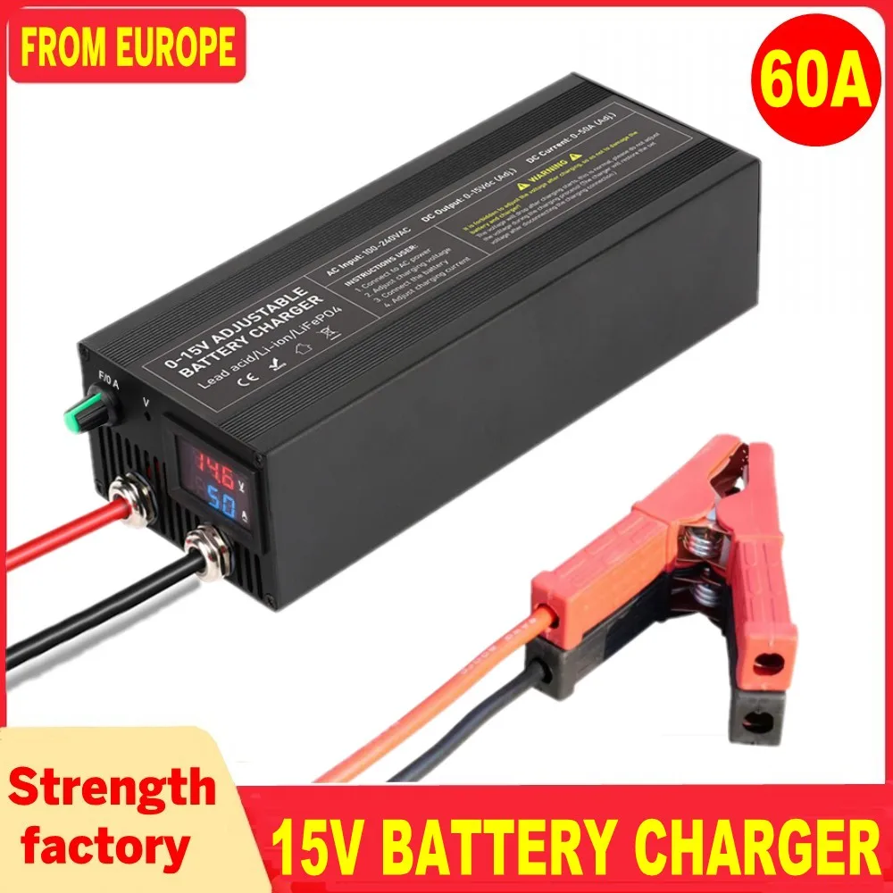 Tragbares 12V100A Lifepo4-Batterieladegerät 40A 50A Lithium-Batterieladegerät 60A 85A mit einstellbarer Spannung und Strom Anderson