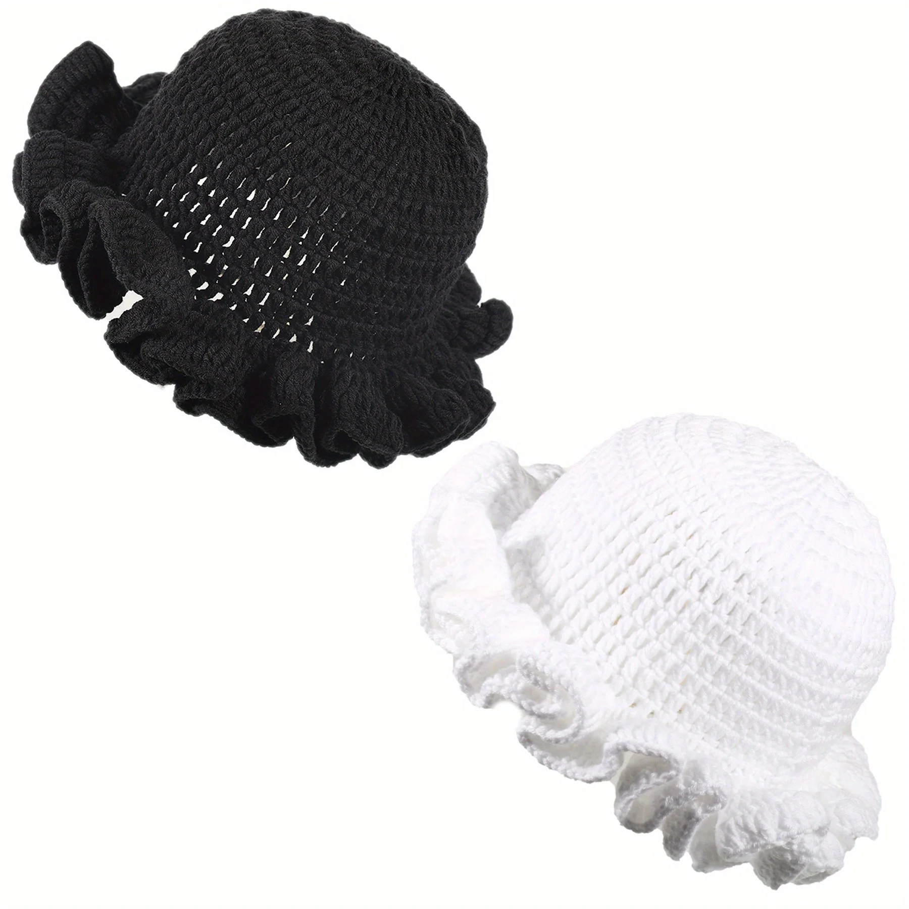 

Fashionable Elegant Handmade Crochet Women's Lotus Leaf Hat Sweet and Cute Autumn and Winter Face Enhancing Little Fisherman Hat