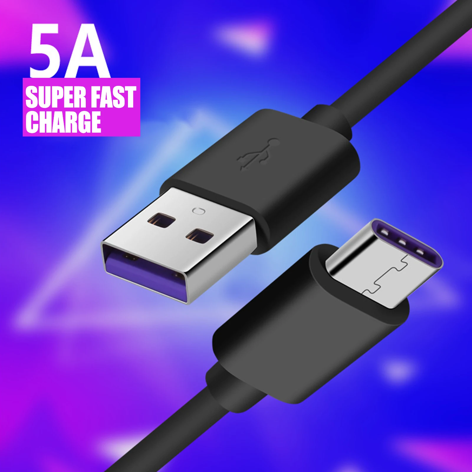 5A PVC Super Fast Charge Cable Micro USB Type C Cable For Sam-sung Hua-wei Xiao-misPlus Charging Wire Data Cable PVC Type-C