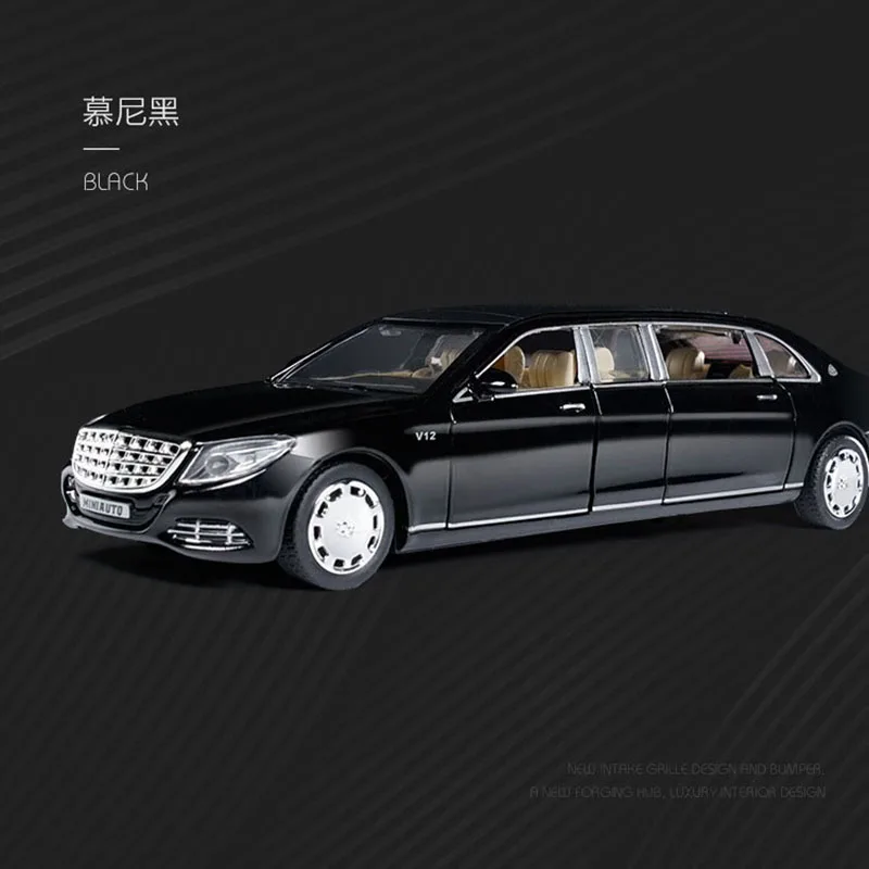 1:32 Benz Maybach S650 Alloy Car Model Children Toy Car Six-Door Extended Version Simulation Car Collection Gift