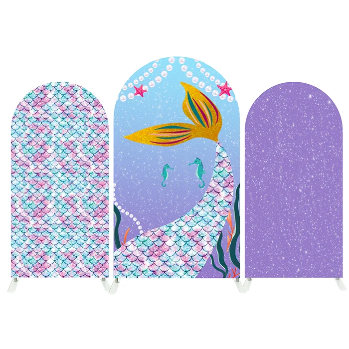 Mehofond Custom Mermaid Under The Sea Girls Birthday Party Covers Arch Background Baby Shower Decor Backdrop Photo Doubleside