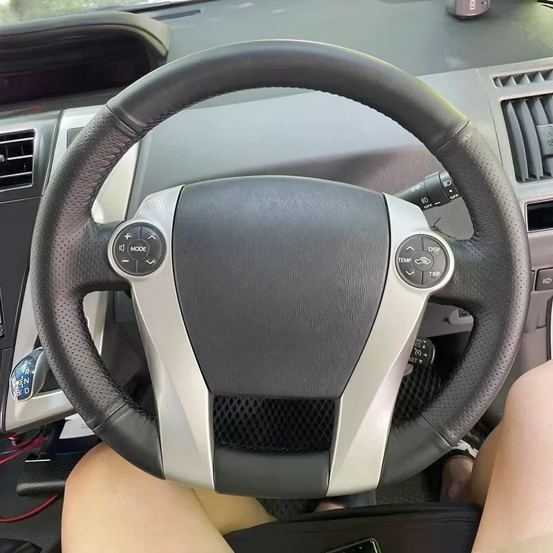 

Black Car Steering Wheel Cover DIY Microfiber Leather For Toyota Prius 30 XW30 2009-2015 Prius C US 2012-2017 Autom Accessories