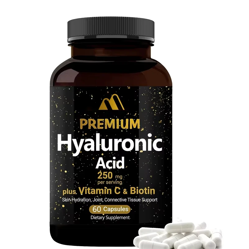 

Hyaluronic Acid Supplement 250mg | Skin Moisturizing, Joint Lubrication, Hair and Eye Health -60 Capsules