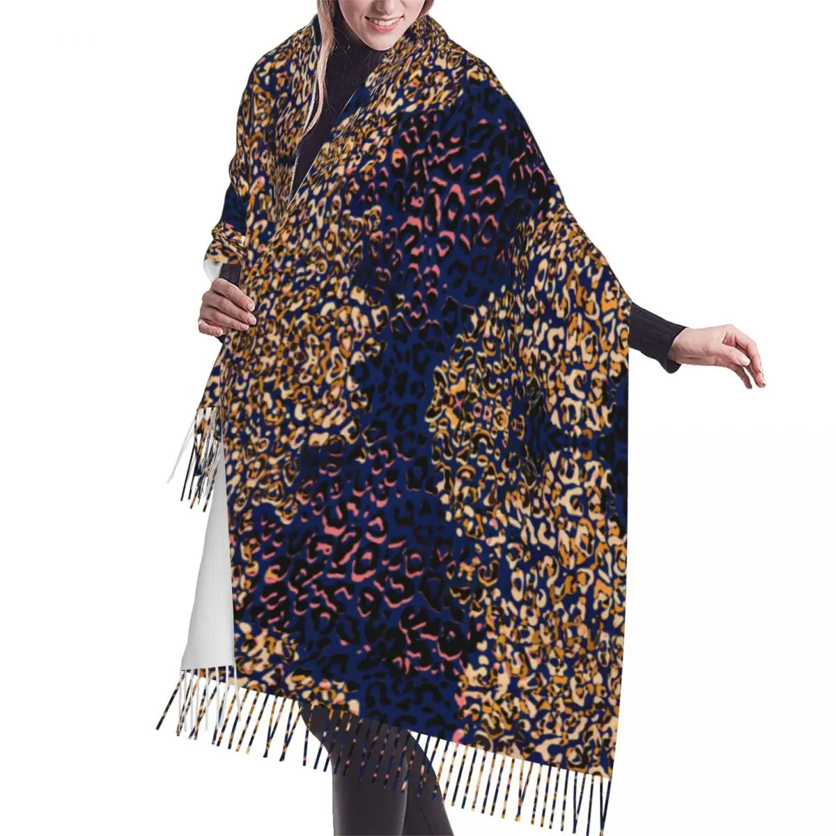 

Индивидуальный шарф с леопардовым принтом и животным принтом для мужчин и женщин зимние теплые шарфы модные Универсальные женские шали шарфы