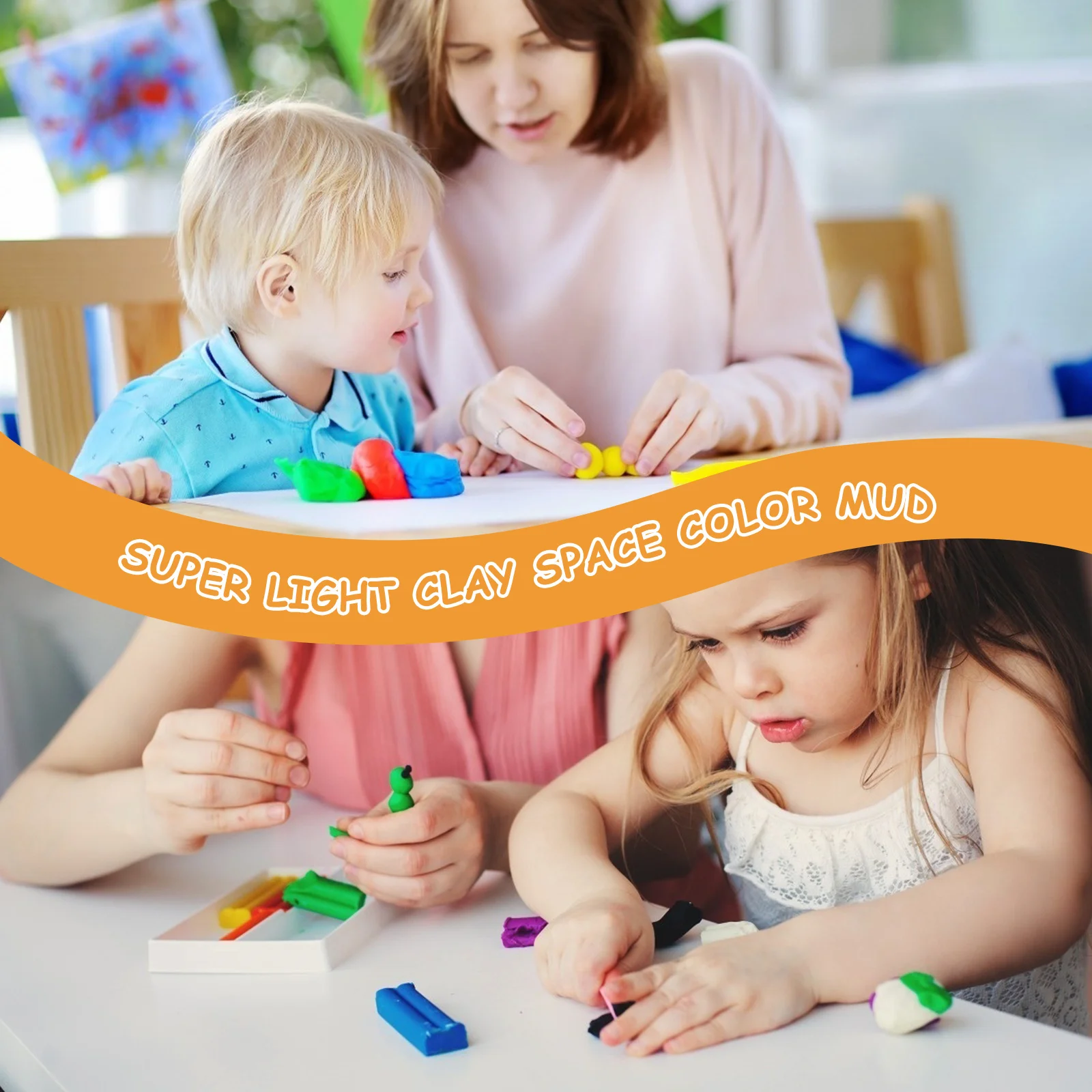 2 pezzi di argilla ultraleggera fai da te in resina di colore puro sicura per bambini giocattolo educativo modellazione di plastilina luminosa non indurente