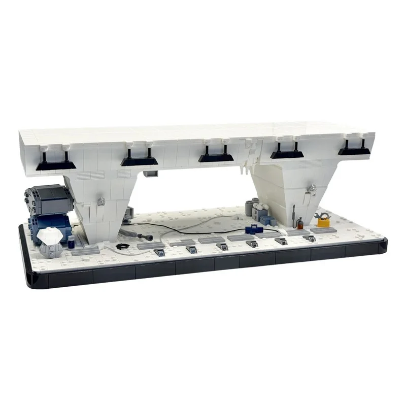 MOC Sci-Fi Ice Planet Hangar Bay Base with Maintenance Tools & Snow Floor Diorama Block Model