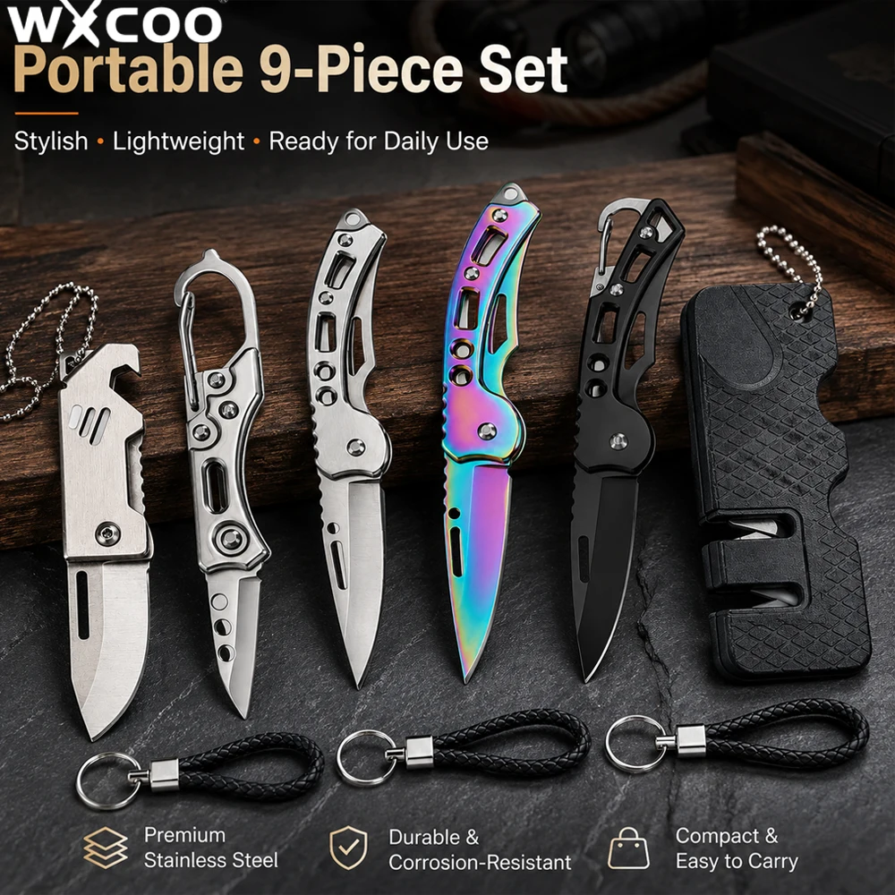 WXCOO Stainless Steel Peeler Knife Portable Pocket Folding Knife Houseold Fruit Slicing Peeling Ideal for Home Kitchen Travel