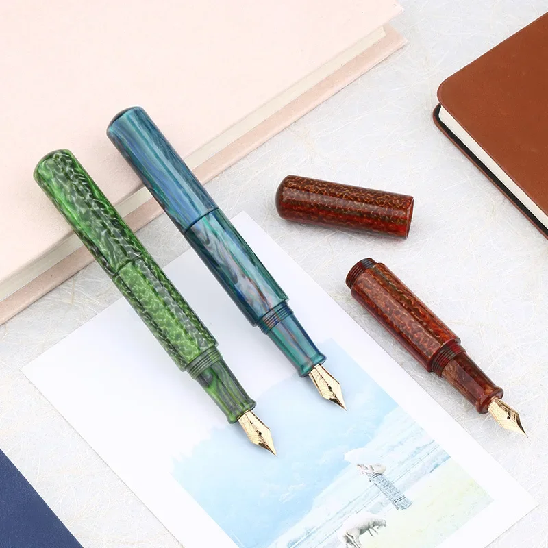 Majohn Maru Mini Fountain Pen Portable Resin Short Iridium Gold Nib Transparent Ink Student Practice Pen