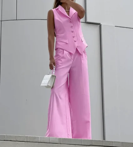 

2025 Sexy Elegant 2 Piece Sets Womens Outfits Sleeveless Slim Fit Vest Top Pants Fashionable Casual Temperament Set