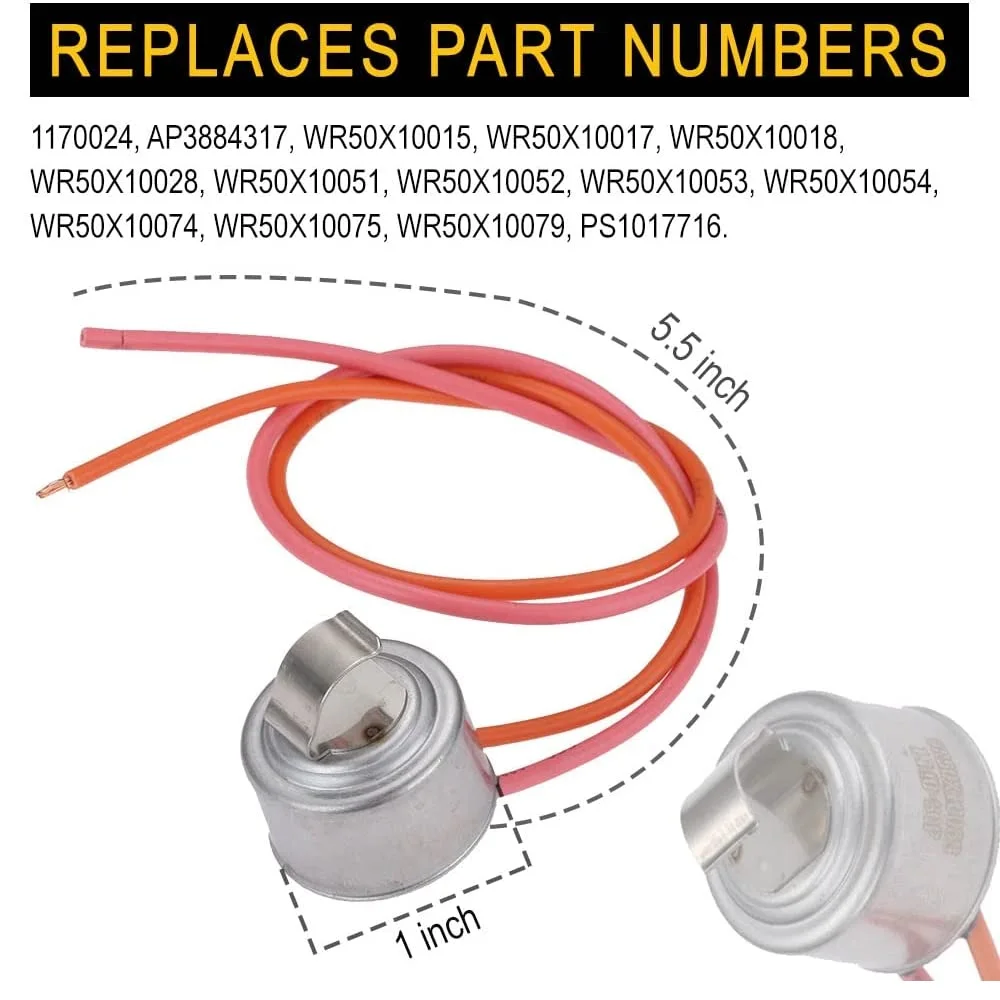 WR51X10055 WR50X10068 Refrigerator Defrost Heater Thermostat Kit ReplaceFor GE & Hotpoint AP3183311 PS303781 AP3884317