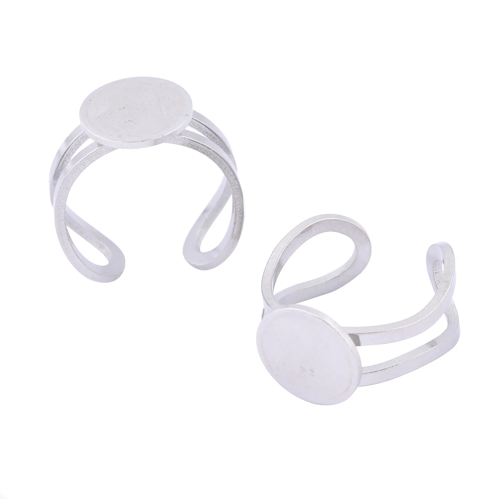 5pcs Stainless Steel 8mm 12mm Circle Pad Ring Bezel Blanks Diy Fingerring Base Settings For Jewerly Making Supplies