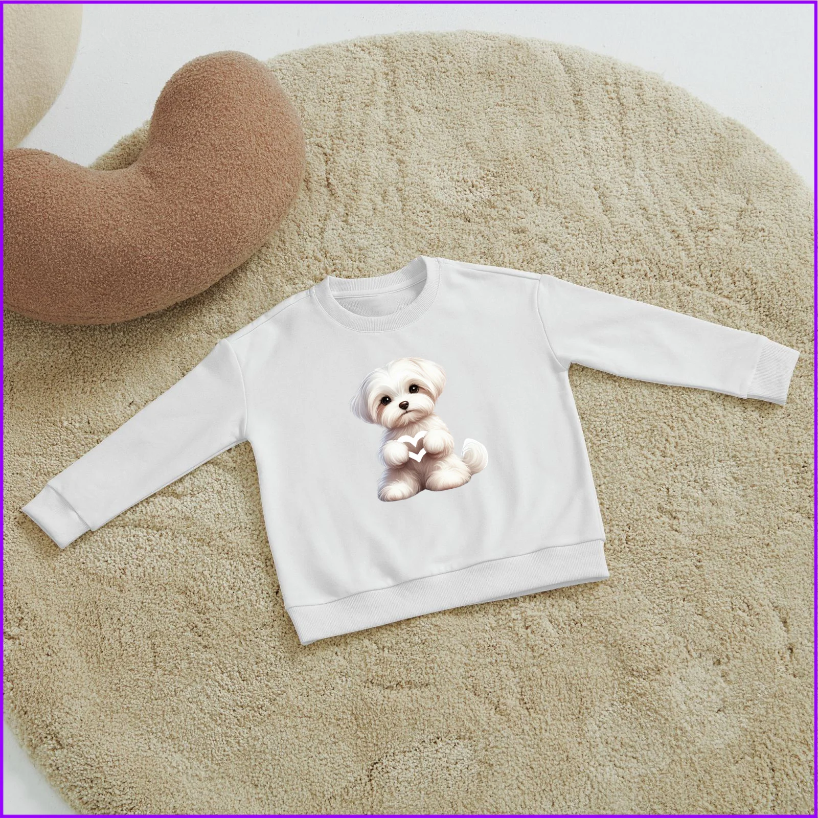 Maltese Cartoon Cute Dog Giving Heart Animal Sja596 Kids Boys Girls Hoodies Sweatshirts Outerwear Sweaters Winter Teenagers Tees