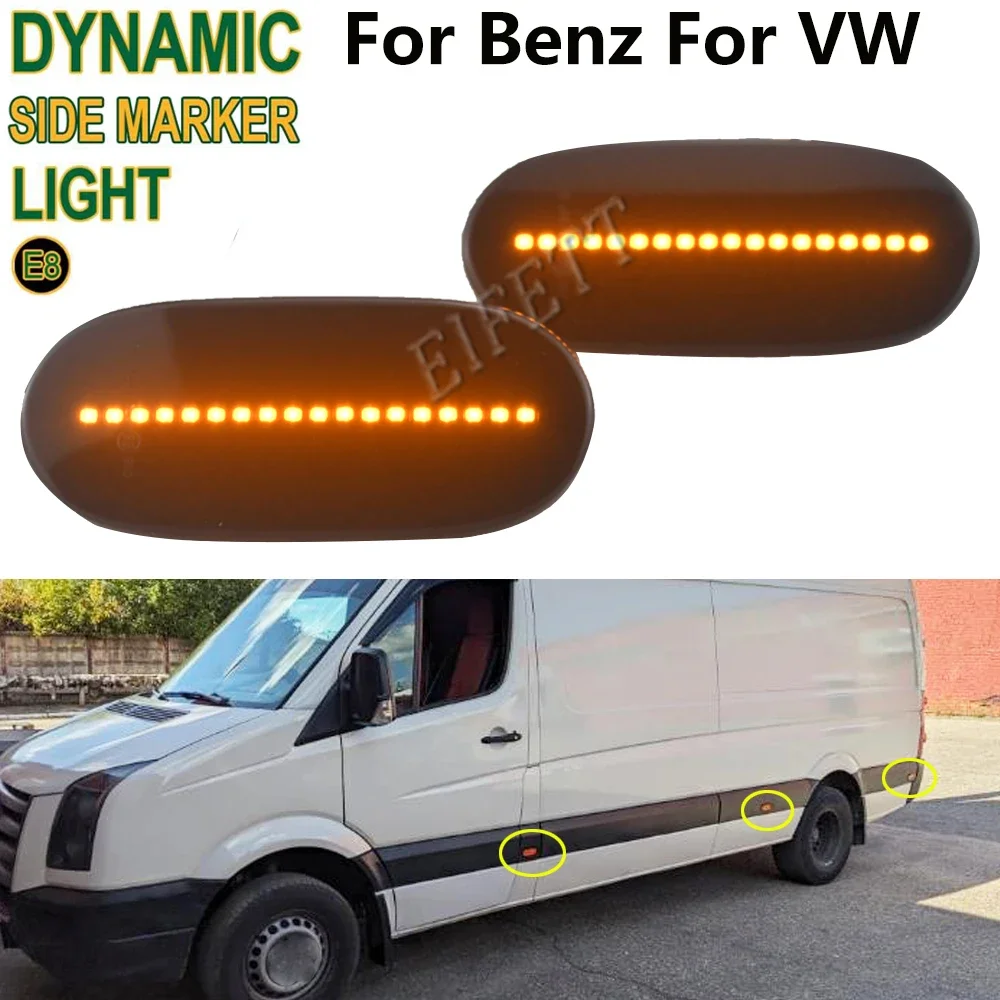 2x LED Dynamic Side Marker Lights Arrow Turn Signal Blinker Lamps For Volkswagen Crafter 2006 For Benz Sprinter W906