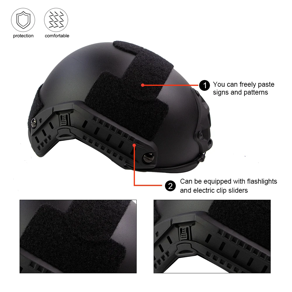 JOAXOR Airsoft Paintball Fast MH Type Tactical Helmet Outdoor CS Protective Equipment With Replacement Foam Padding