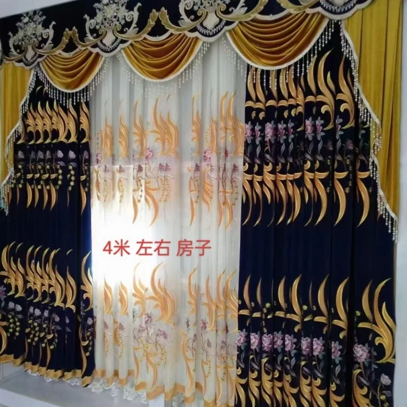 Personnalisé. Rideaux de salon à trois couches