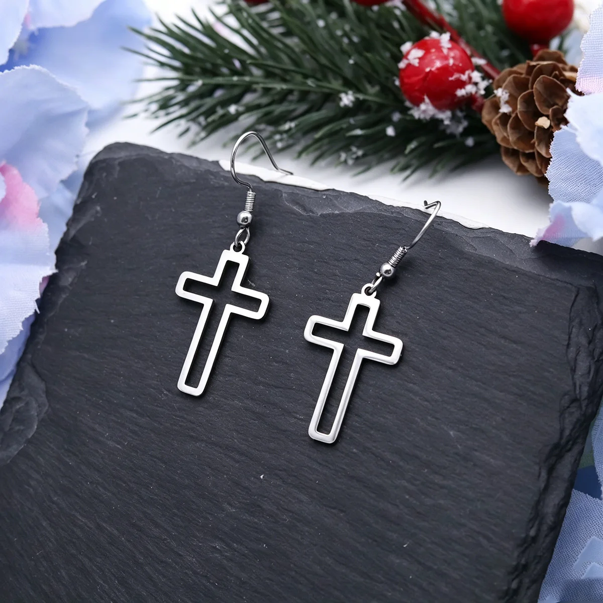 Chandler Stainless Steel Geometric Frame Dangle Earrings Hollow Outline Jewelry Minimalist Pendant Earrings For Women Bijoux
