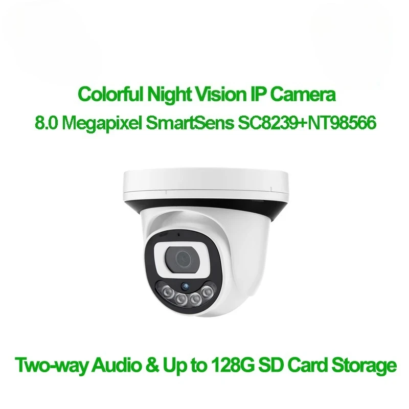 4K Ultra HD 8MP Indoor Dome Camera Full Color Night Vision Motion Vehicle Detection Home Security