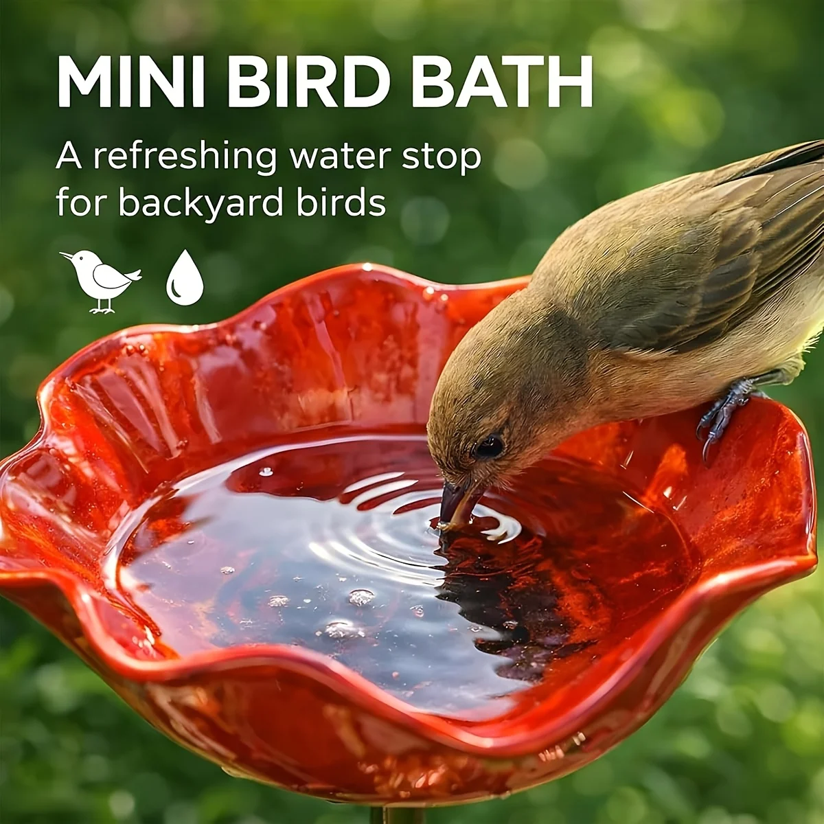 Three-piece Set of 3D Metal Floral Decorative Planters, Weather-resistant Bird Bath, and Bee and Butterfly Waterer Decorating