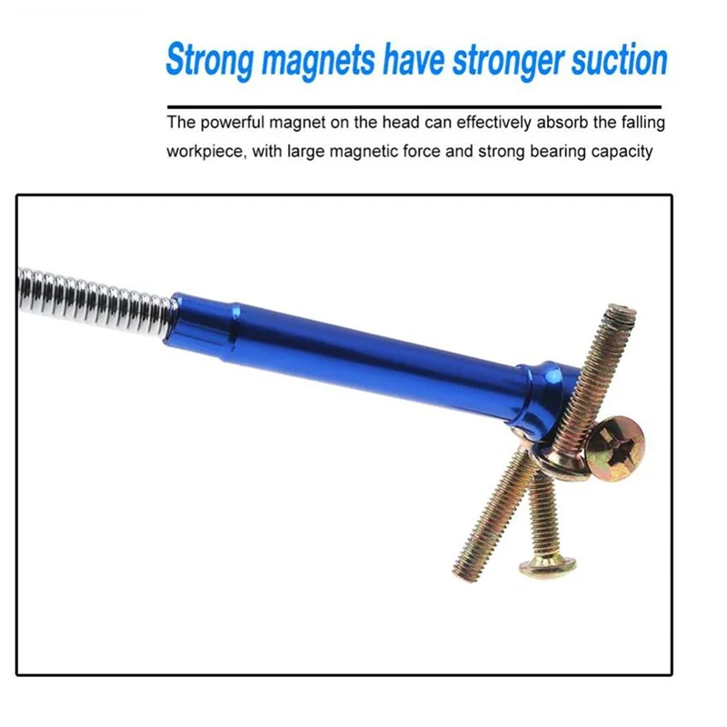 【Off-Shelf】Flexible Spring Magnet Pickup Tool 4 Claws Magnetic Pick Up Bright LED Light For Garbage Grip Grabber