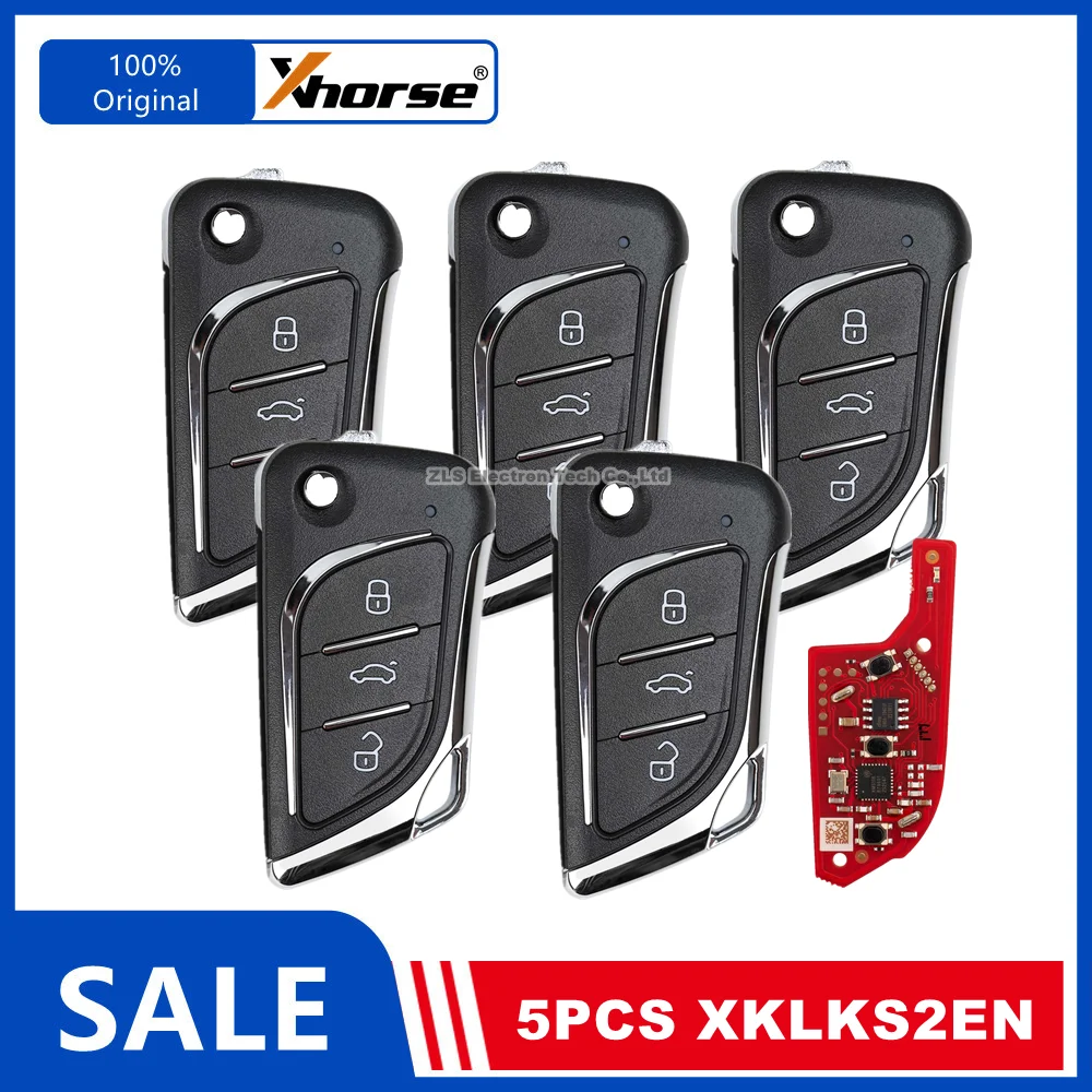 5 Piece XHORSE VVDI XKLKS2EN LEI.KSS Style(ENrome-plating) Universal Wire Remote Key English Version Replace XKLKS0EN