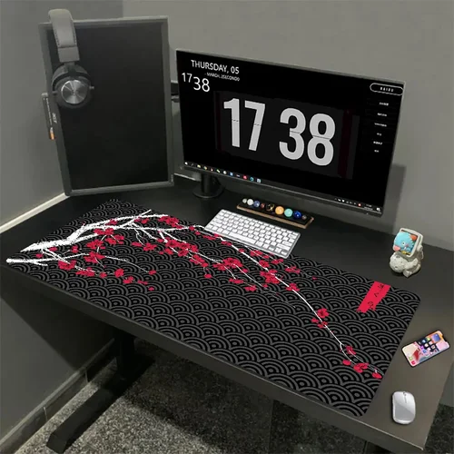 Imagen 2 del producto Alfombrilla de ratón Sakura de 1000x500mm XXL con borde de bloqueo, alfombrilla para mesa de juegos de gran tamaño, alfombrilla antideslizante para ratón, alfombrilla de escritorio de bestia para regalo, alfombrilla para ratón HD DIY