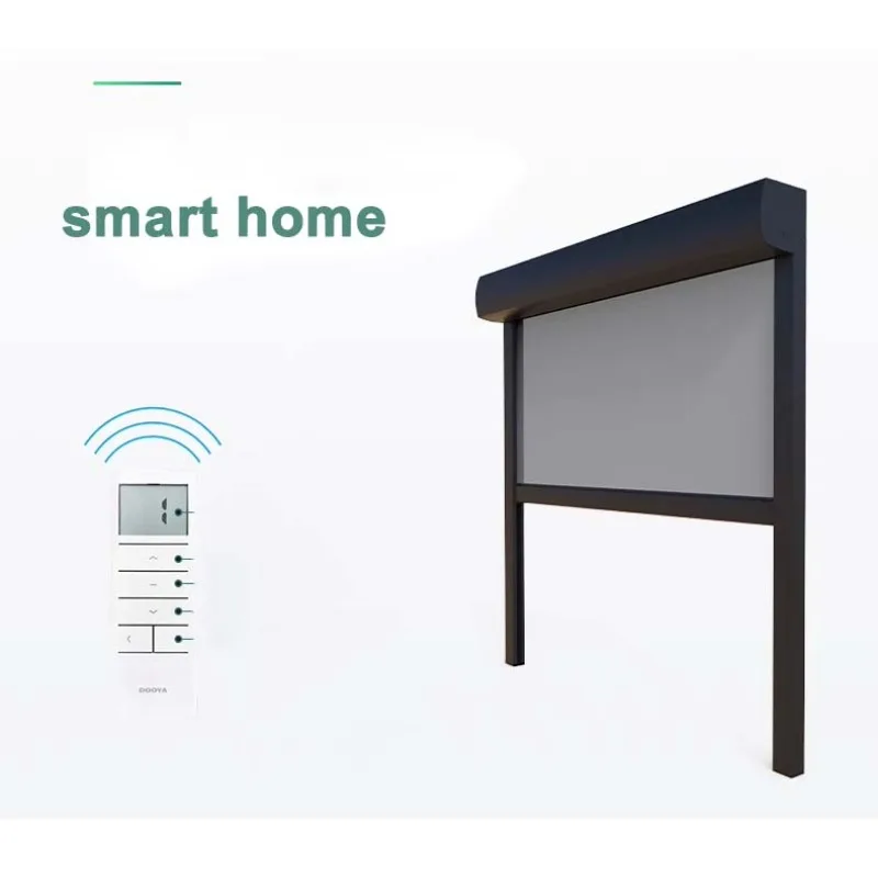 Electric Outdoor Windows Roller Blinds Zipper Tracks Blinds Waterproof Patio Curtains with Metal Shading Windproof and Shading