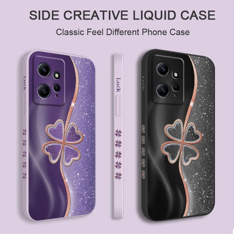 Lucky Grass Phone Case For Xiaomi Redmi Note 14 13 12 12S 11 11S 10 10T 10S 9 9S 8 Pro Plus 4G 5G Liquid Silicone Cover