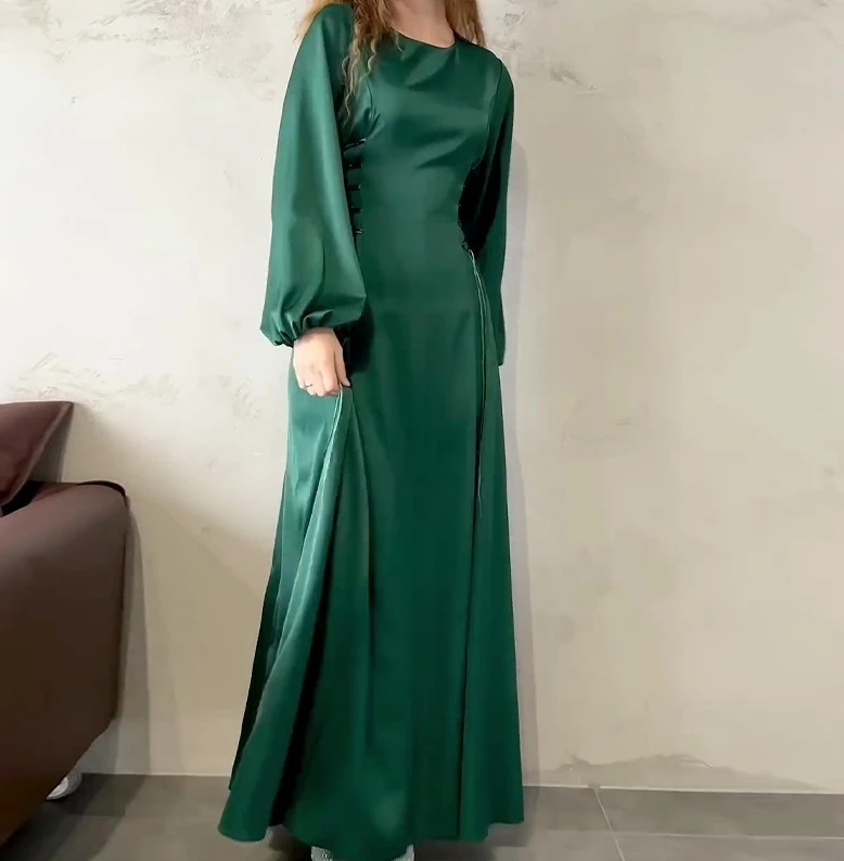 Women's French Fashion Elegant Retro Solid Color Square Neck Long Sleeve Dress 2024 Autumn/Winter New Collection