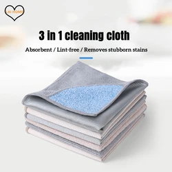 3in1 Kitchen Towel Dishcloth Microfiber Magic Clean Cloth Lint Free For Cooktop Glass Mirrors Range Hood Traceless Rubbing Rag