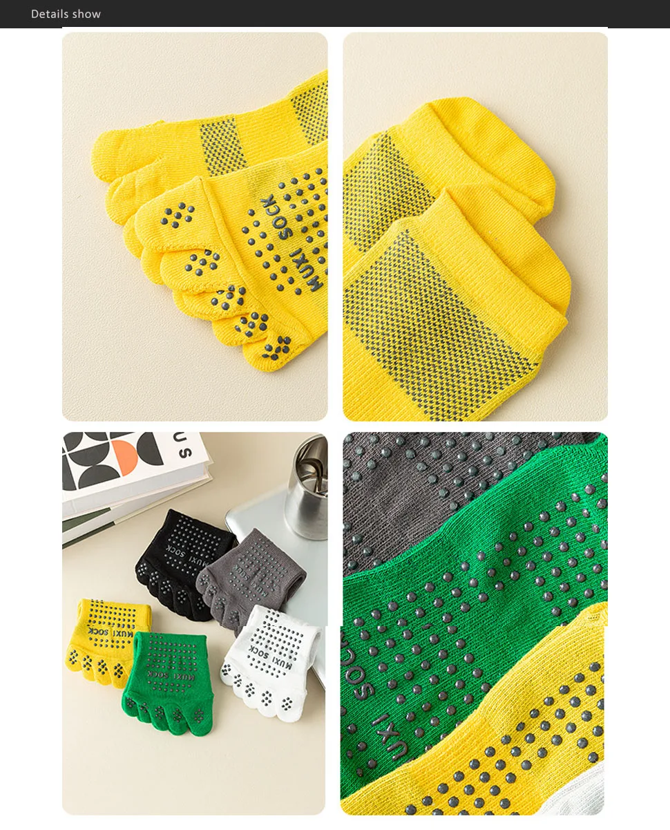 Yoga Pilates Fünf-Finger-Socken Knöchel Männer Baumwolle Dispense Rutschfestes Netz Solide Einfache Kompression Sportlich, Sport Boot Zehensocken – Detail 7