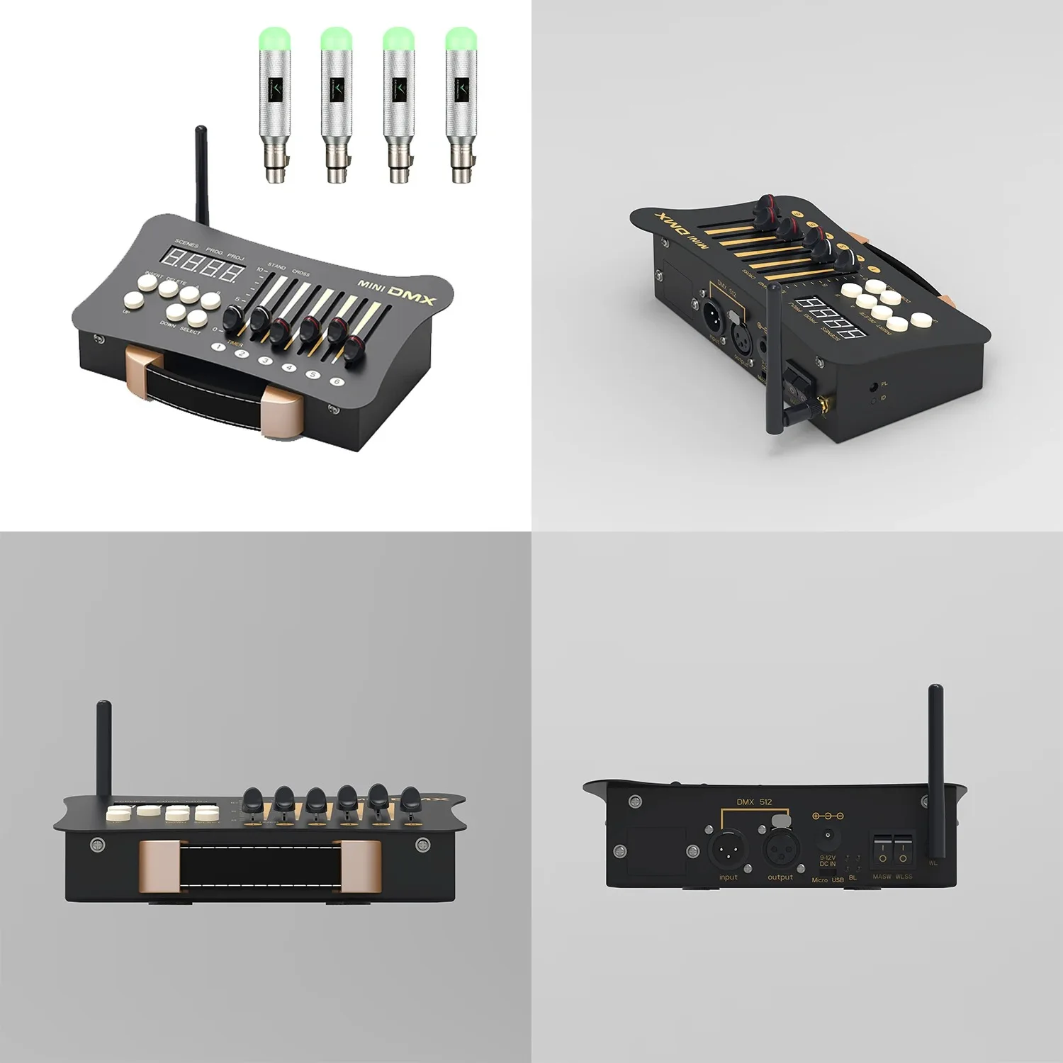 Mini Battery 54 Channels Console Stage Light Dmx512 Controller With 4Pcs Battery