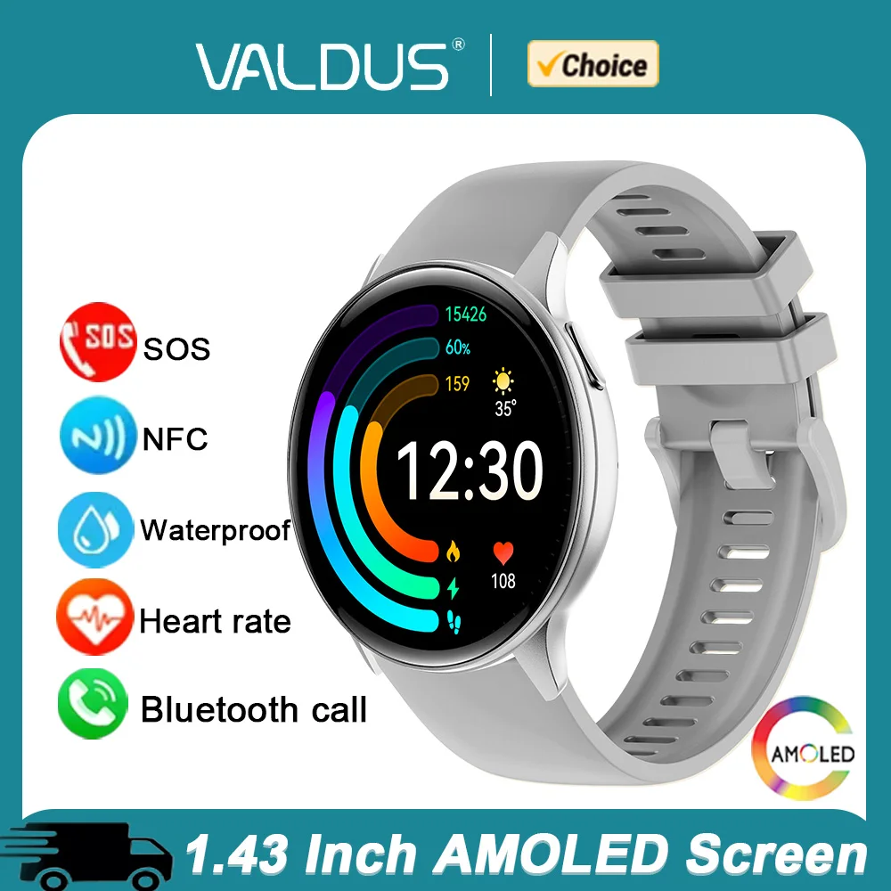 

VALDUS VS41 Smartwatch Man Woman Fitness 100+ Mode Sports Heart Rate Tracker NFC SoS Waterproof Long Battery Life AMOLED Watch