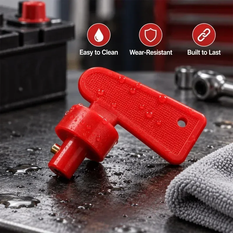 3Pcs Battery Disconnect Isolator Switch Power Kill Cut Off Switch Red Plastic Keys Spare Key for Car Van Boats Switch Spare Keys