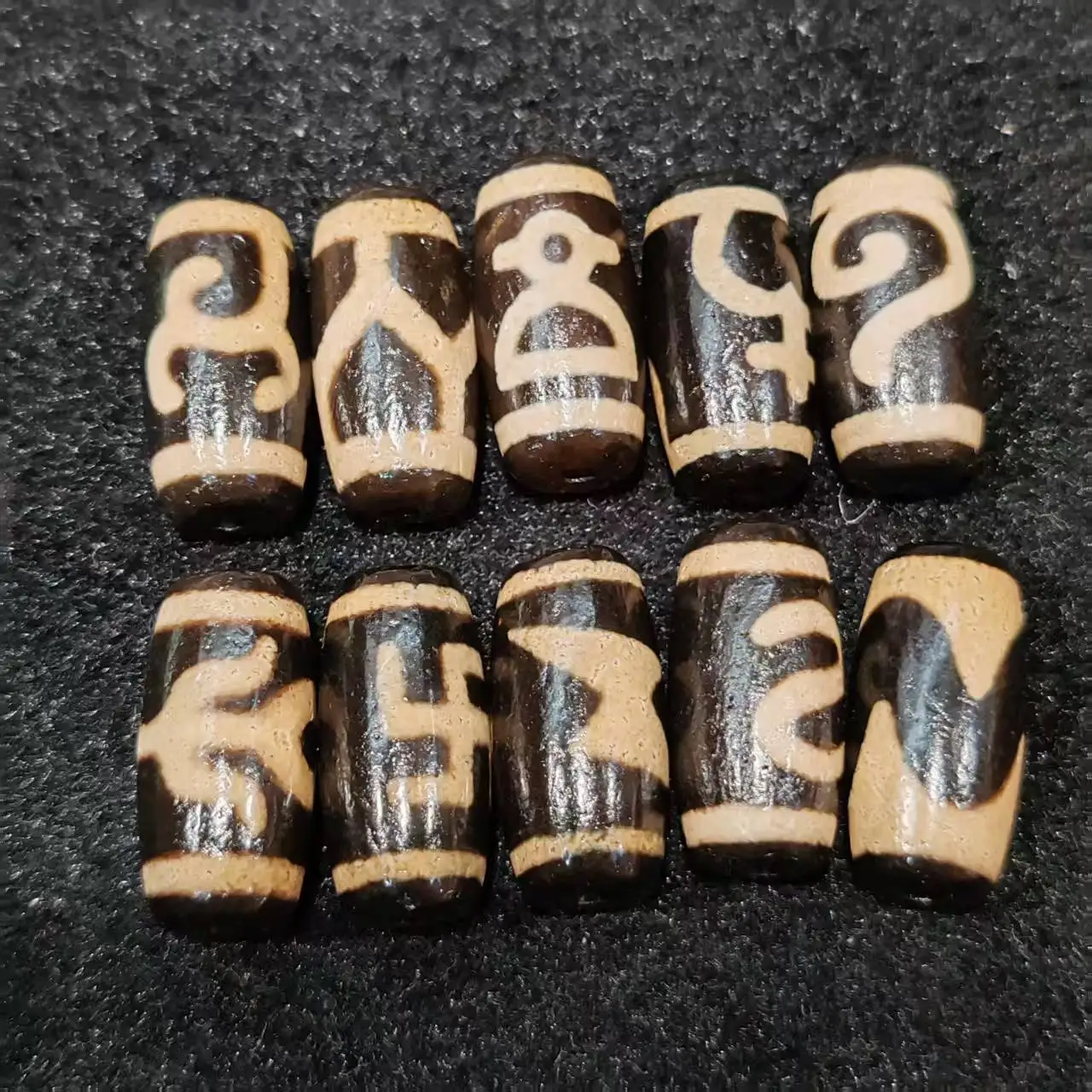 100 pcs Tibetan style 20 * 10mm tooth yellow patina agate bead necklace pendant bracelet DIY accessory Dzi