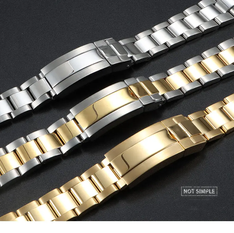20 mm 904L Uhrenarmbänder für SUB DAYTONA NH35 NH36 Rolex Herren-Uhrenarmband mit Glide-Lock-Verschluss, massives Edelstahl-Uhrenarmband – Detail 2
