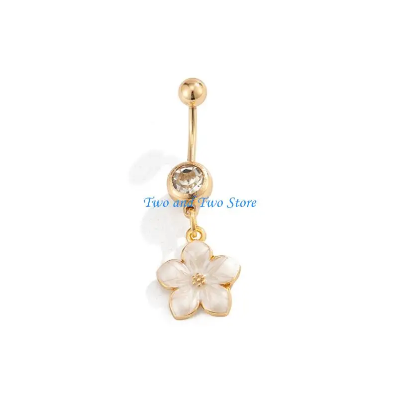 HX6F Practical Flower Belly Piercing Stainless Steel Flower Navel Jewelry Fashion Party Jewelry for Youthful Trendsetters