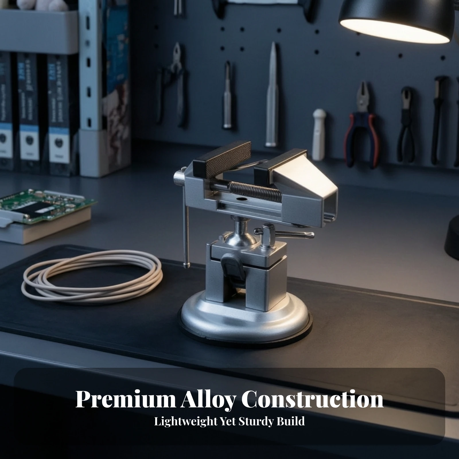Bench Vise with Suction Cup Rotatable Vise with Suction Cup Base Aluminum-Alloy Multi-Angle for Hobbyists, Soldering