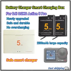 For Dji Osmo 360 Action 5 Pro 2100mAh Rechargeable Li-ion Battery,Dual Slot Battery Charger Storage Box For DJI 360 Action 5 Pro
