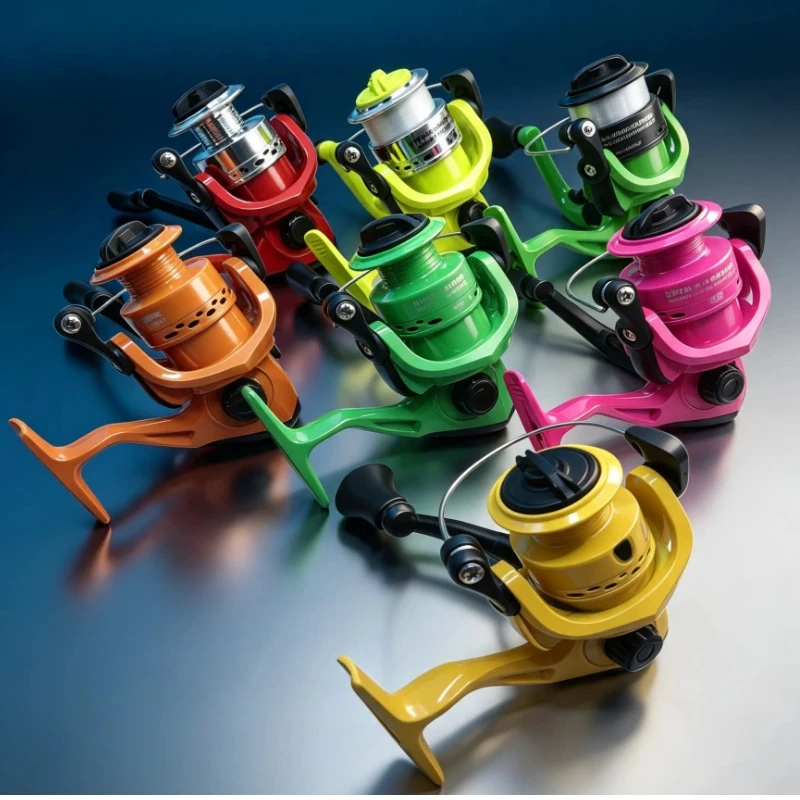 Colorful portable folding arm fishing line wheel freshwater and seawater dual-use spinning wheel entry-level fishing equipment
