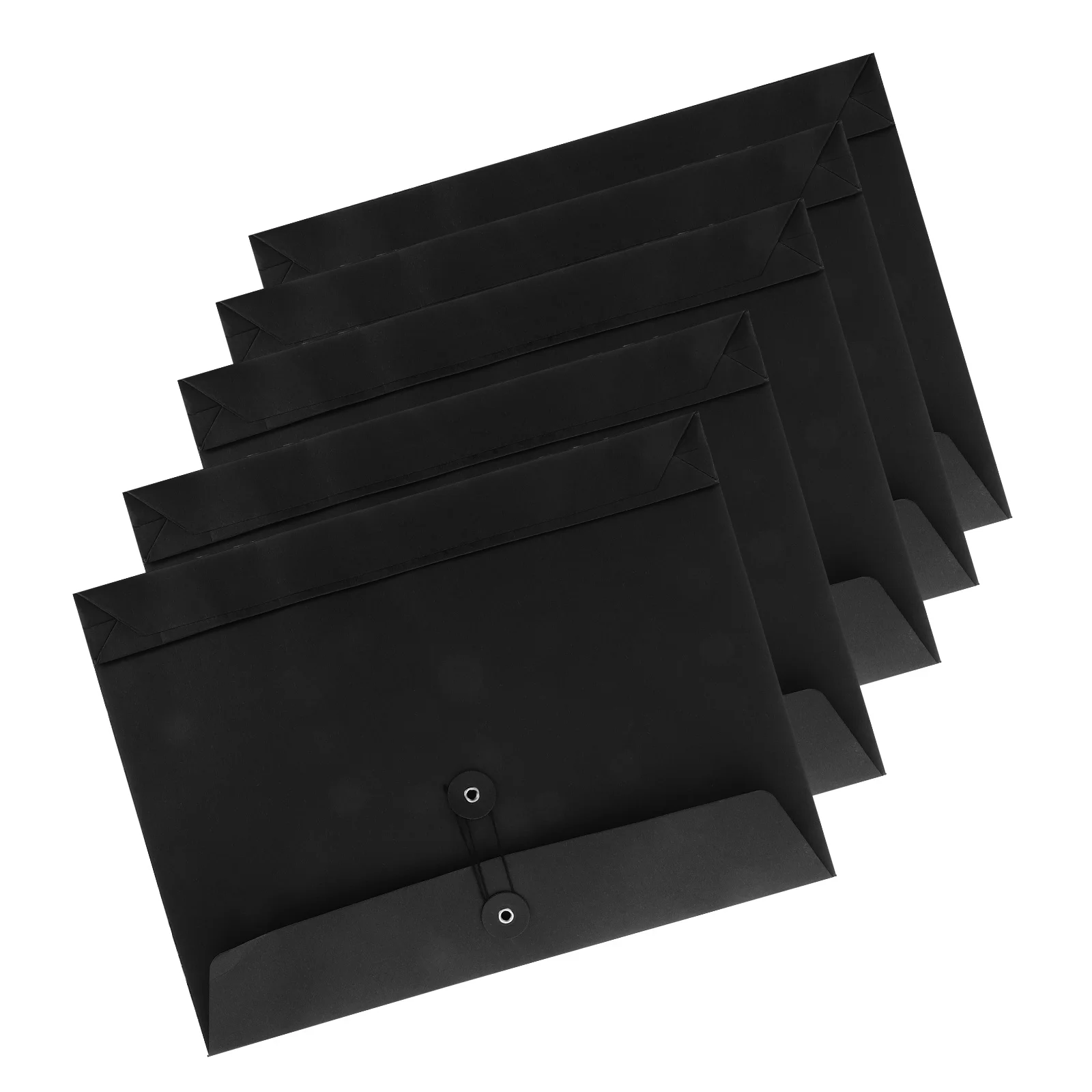 

5pcs Kraft Paper Envelopes A4 Black Card File Folder Sturdy Document Storage Business Office Organizer Large Capacity Filing